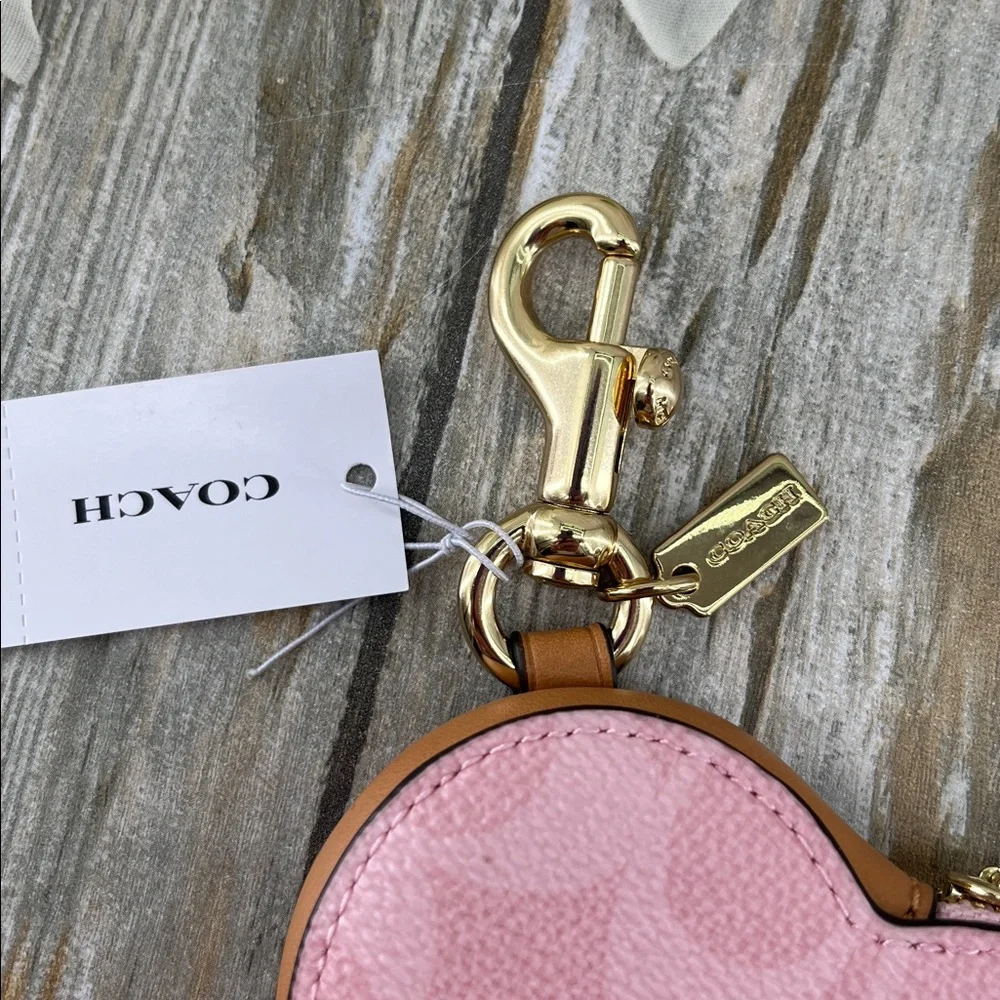 Coach Pink Heart Coin Purse Keychain